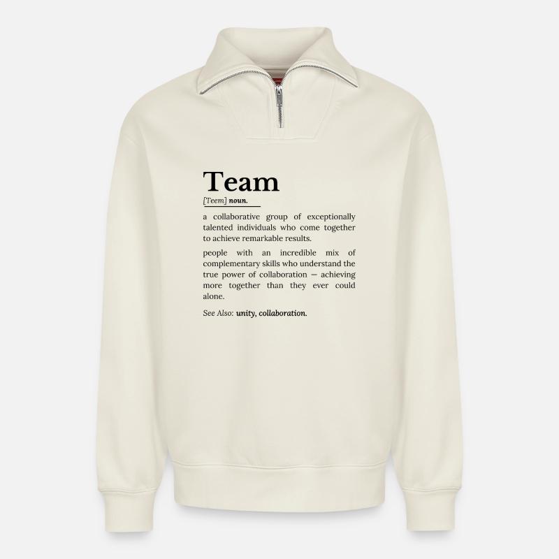 Team-Definition - Relaxed Unisex Organic Half Zip Sweatshirt – von SPREAD - Naturweiß
