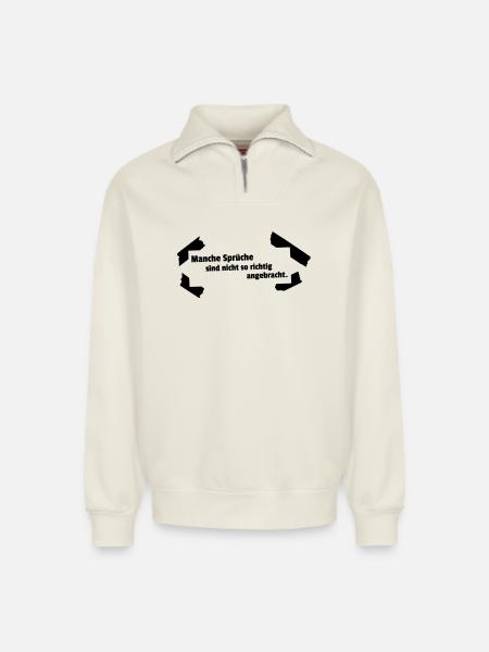 Sayings not appropriate - Relaxed Unisex Organic Half Zip Sweatshirt – by SPREAD - off white