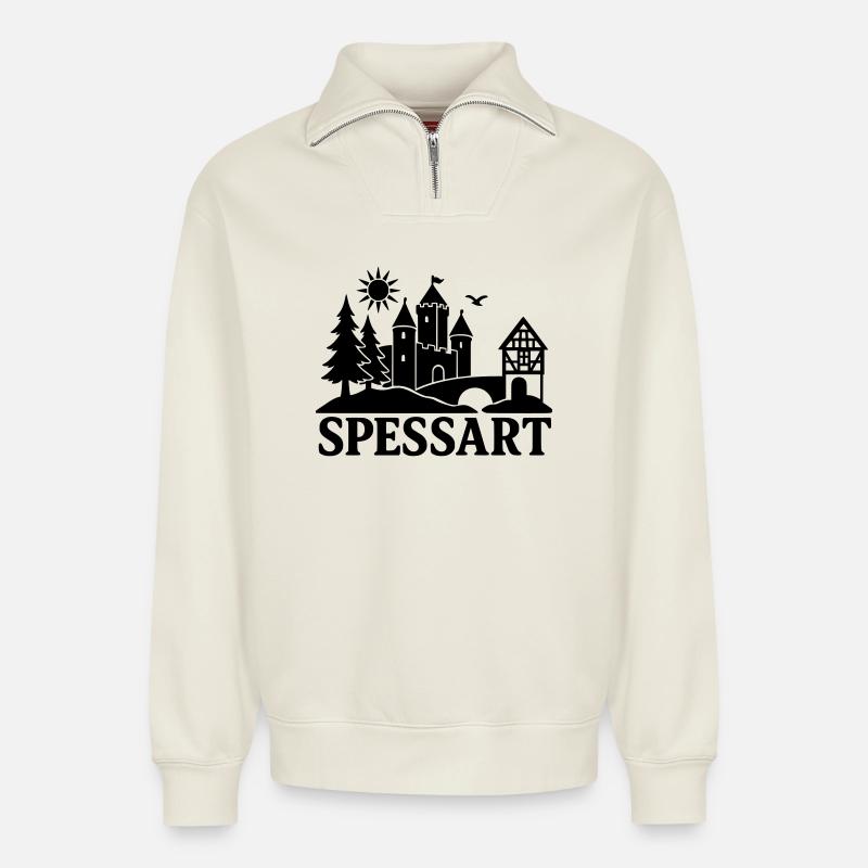 Spessart Silhouette - Relaxed Unisex Organic Half Zip Sweatshirt – von SPREAD - Naturweiß