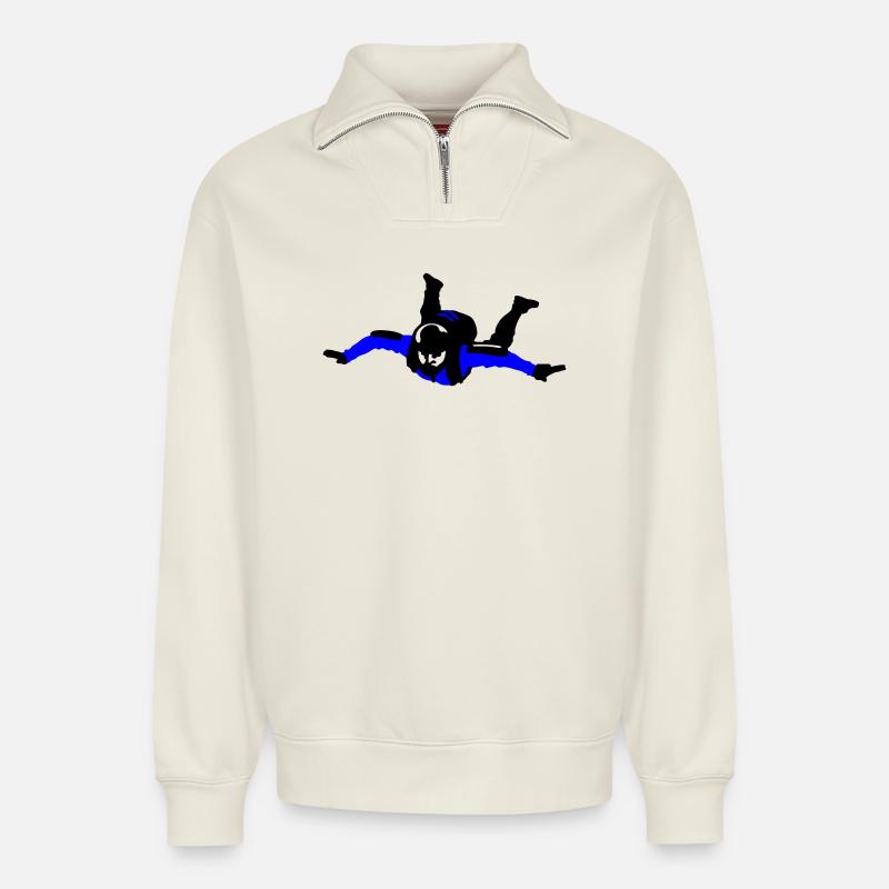 Skydiver - Relaxed Unisex Organic Half Zip Sweatshirt – von SPREAD - Naturweiß