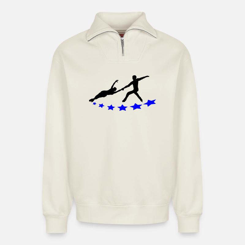 Eiskunstlauf - Relaxed Unisex Organic Half Zip Sweatshirt – von SPREAD - Naturweiß