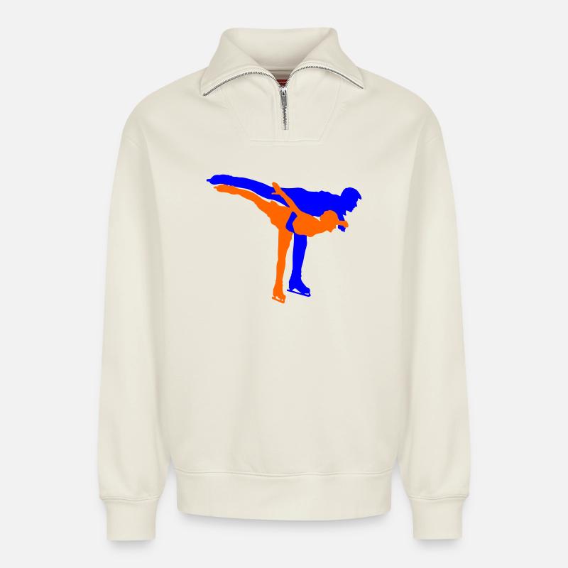 Eiskunstlauf - Relaxed Unisex Organic Half Zip Sweatshirt – von SPREAD - Naturweiß