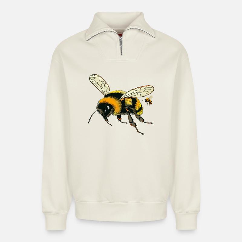 HUMMELN - Relaxed Unisex Organic Half Zip Sweatshirt – von SPREAD - Naturweiß
