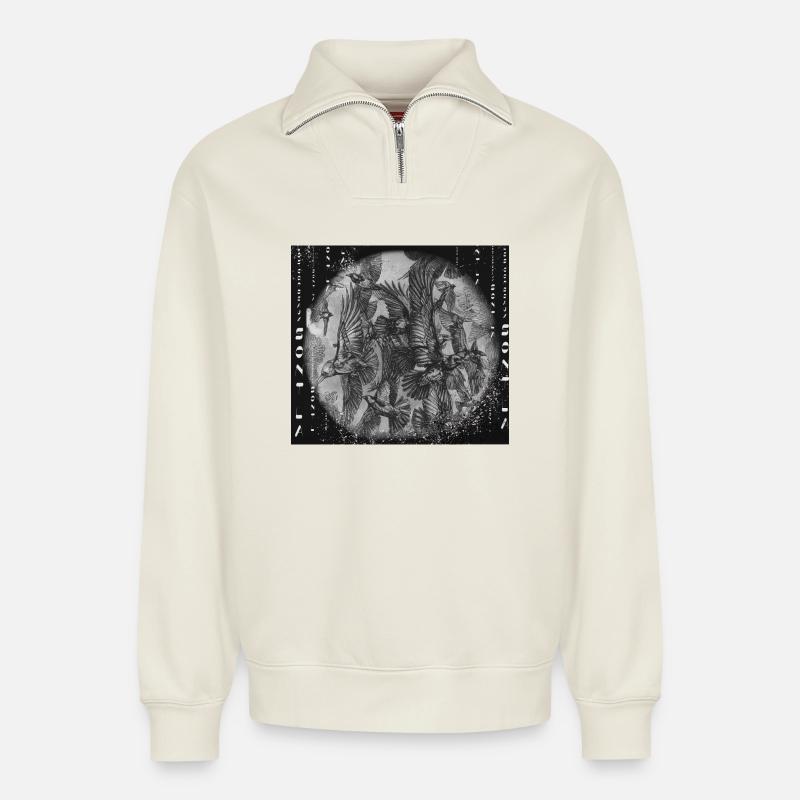Vögel - Relaxed Unisex Organic Half Zip Sweatshirt – von SPREAD - Naturweiß