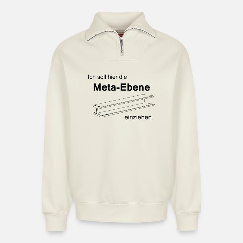 Meta-level - Relaxed Unisex Organic Half Zip Sweatshirt – by SPREAD - off white