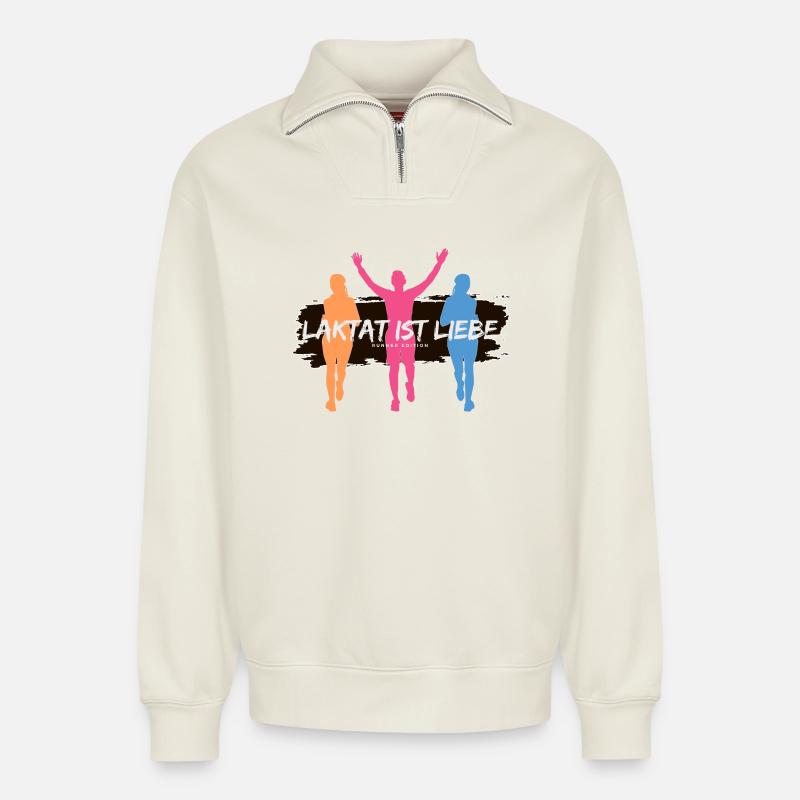 Lactate is Love – Runner Edition - Relaxed Unisex Organic Half Zip Sweatshirt – by SPREAD - off white