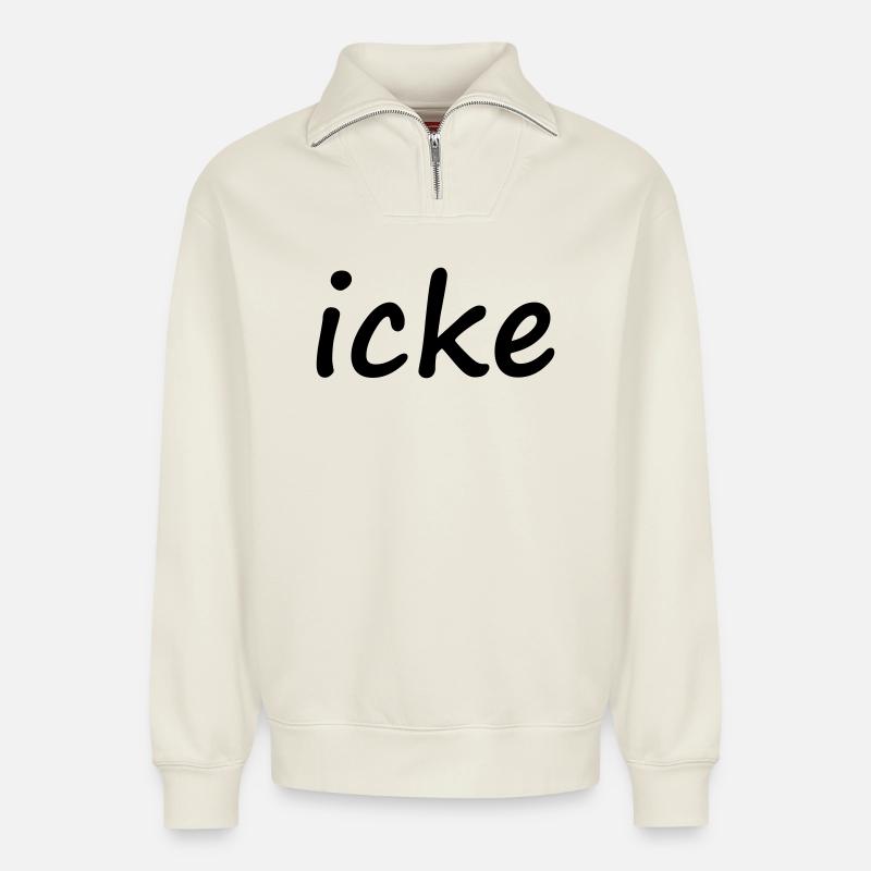 icke - Relaxed Unisex Organic Half Zip Sweatshirt – by SPREAD - off white