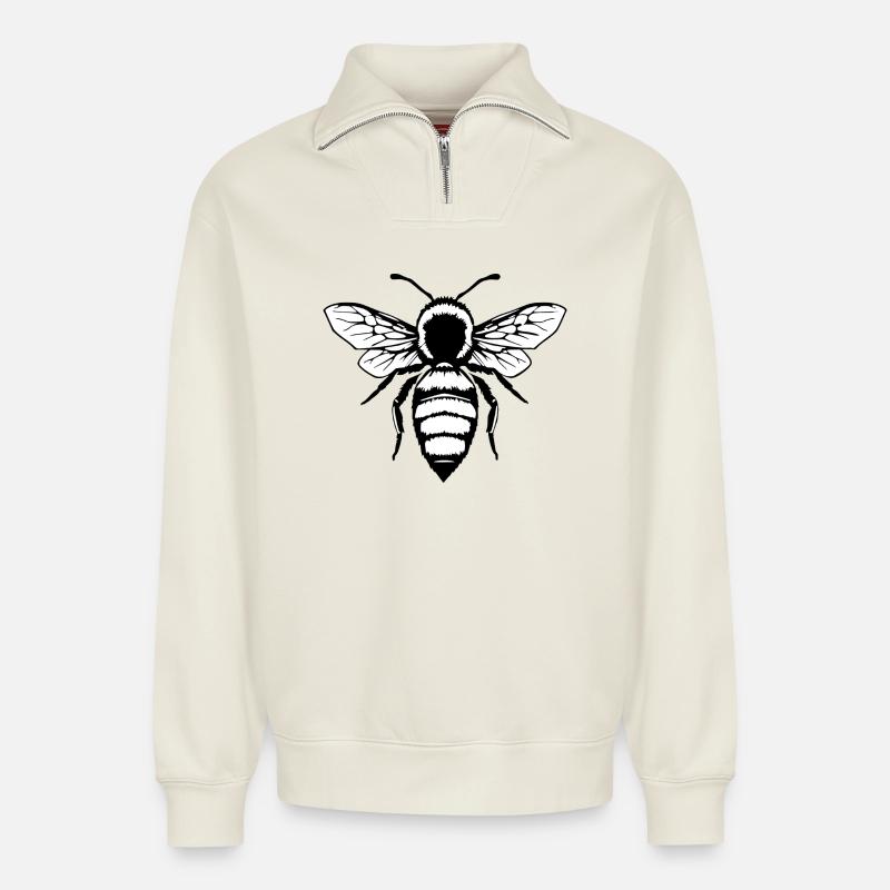 Biene Honigbiene Geschenk Imker - Relaxed Unisex Organic Half Zip Sweatshirt – von SPREAD - Naturweiß