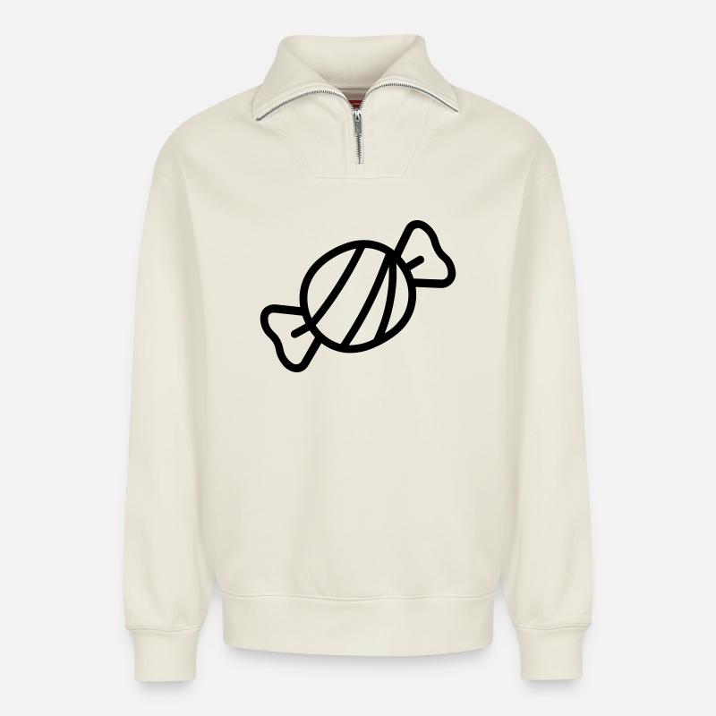 candy - Relaxed Unisex Organic Half Zip Sweatshirt – by SPREAD - off white