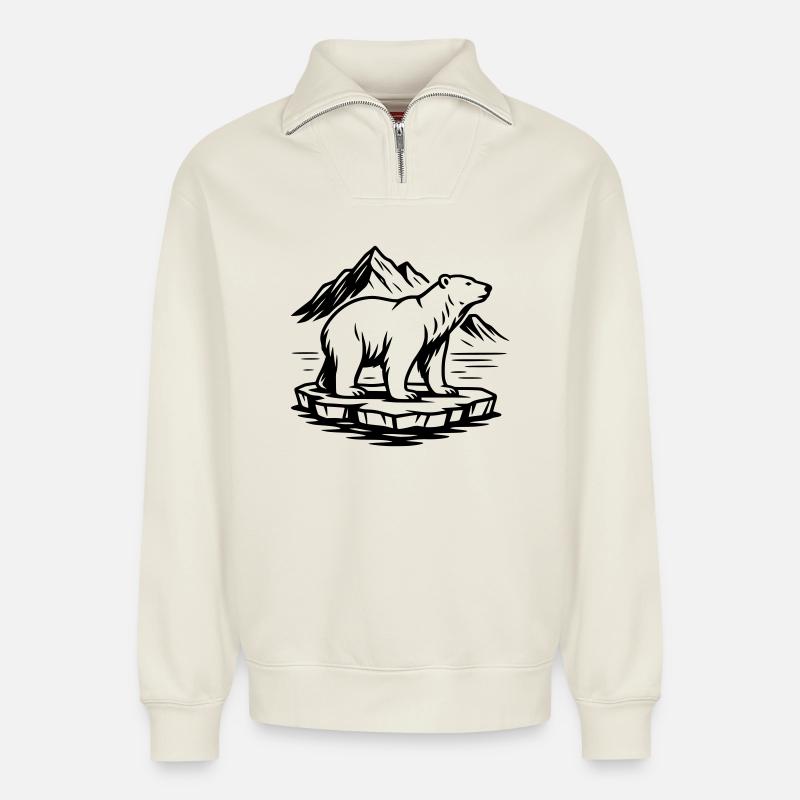 Eisbär - Relaxed Unisex Organic Half Zip Sweatshirt – von SPREAD - Naturweiß