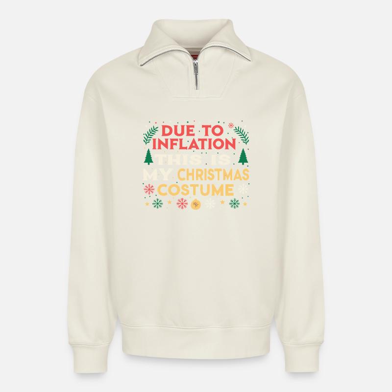 Wegen der Inflation mein Weihnachtskostüm - Relaxed Unisex Organic Half Zip Sweatshirt – von SPREAD - Naturweiß