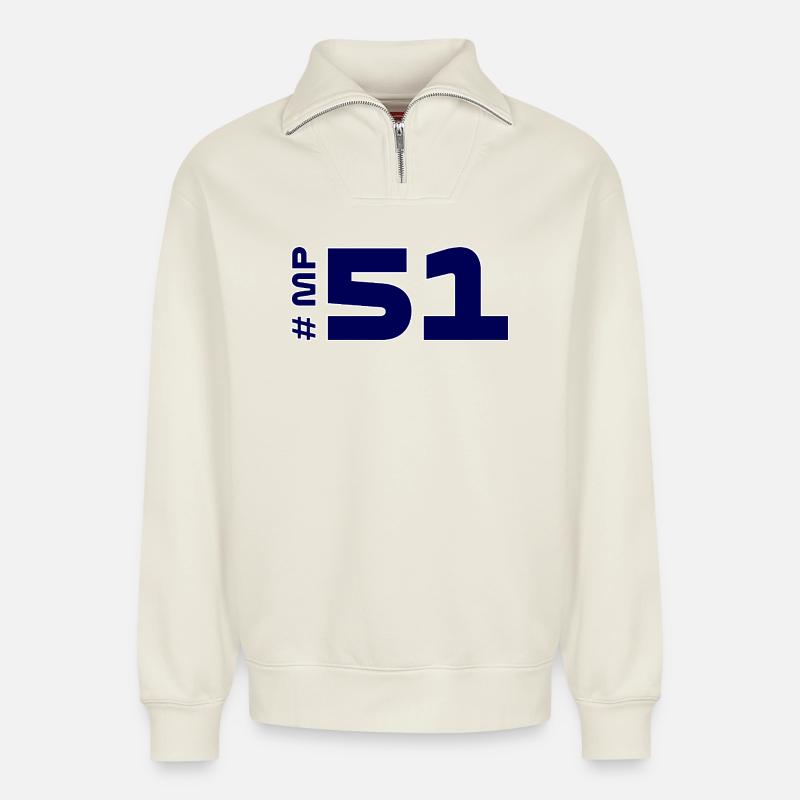 # MP51 - Sweat unisexe décontracté en coton biologique à demi-zip – de SPREAD - blanc cassé