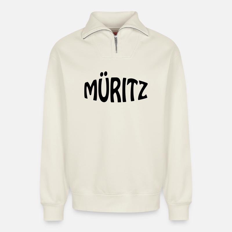 MÜRITZ - Relaxed Unisex Organic Half Zip Sweatshirt – von SPREAD - Naturweiß