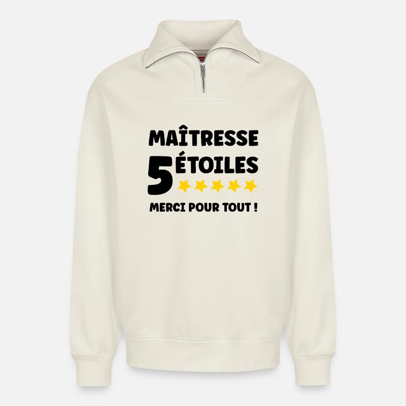Geliebte - Relaxed Unisex Organic Half Zip Sweatshirt – von SPREAD - Naturweiß