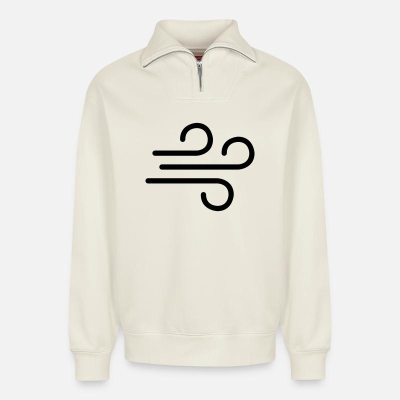 Wind - Relaxed Unisex Organic Half Zip Sweatshirt – by SPREAD - off white