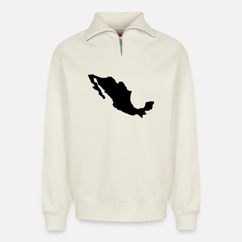 Mexiko Country - Relaxed Unisex Organic Half Zip Sweatshirt – von SPREAD - Naturweiß