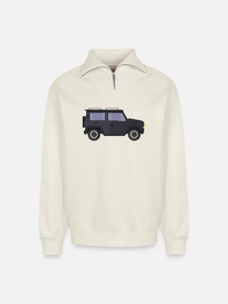 Jeep - Sweat unisexe décontracté en coton biologique à demi-zip – de SPREAD - blanc cassé
