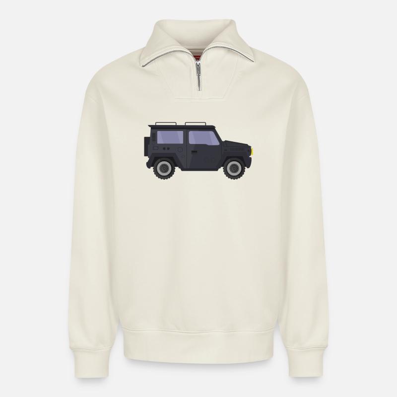 Jeep - Relaxed Unisex Organic Half Zip Sweatshirt – by SPREAD - off white