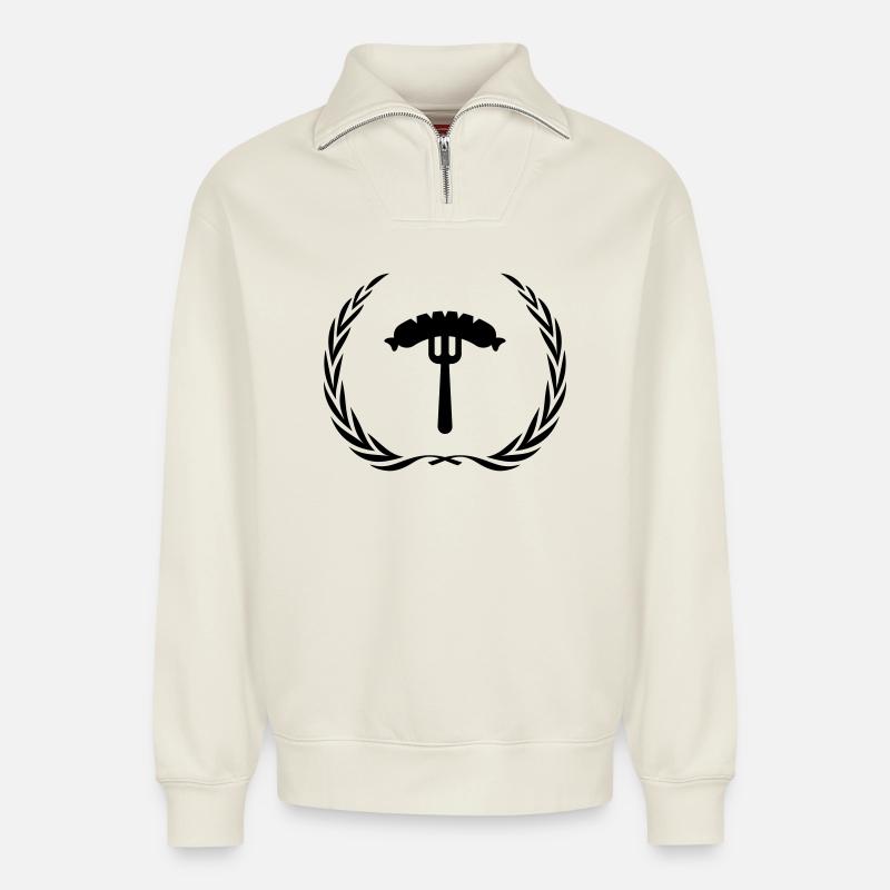 Wurst Gabel Würstchen - Relaxed Unisex Organic Half Zip Sweatshirt – von SPREAD - Naturweiß