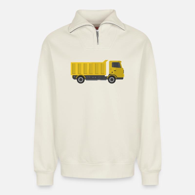 Lkw - Relaxed Unisex Organic Half Zip Sweatshirt – von SPREAD - Naturweiß