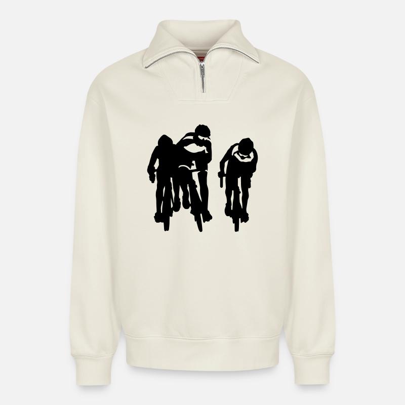 Rennrad - Relaxed Unisex Organic Half Zip Sweatshirt – von SPREAD - Naturweiß