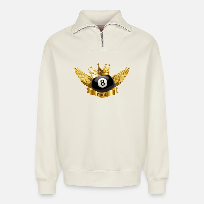 Königliche Poolkugel - Relaxed Unisex Organic Half Zip Sweatshirt – von SPREAD - Naturweiß