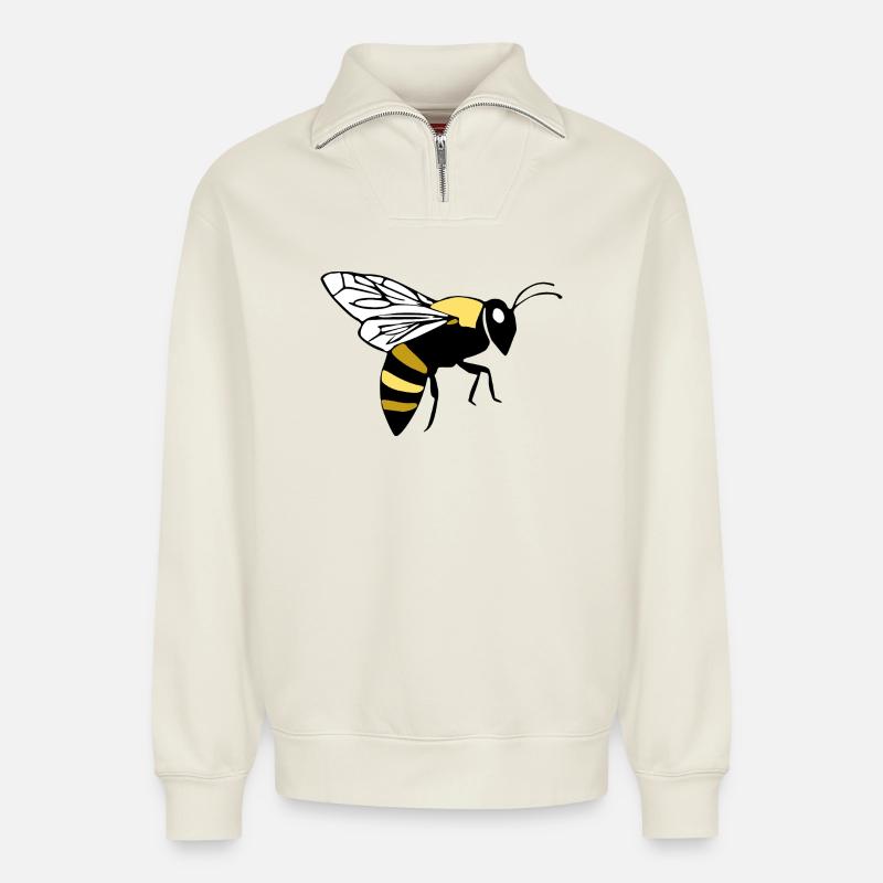 Biene Honigbiene Imker Geschenk - Relaxed Unisex Organic Half Zip Sweatshirt – von SPREAD - Naturweiß