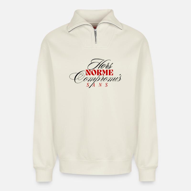 Außergewöhnlich und kompromisslos - Relaxed Unisex Organic Half Zip Sweatshirt – von SPREAD - Naturweiß