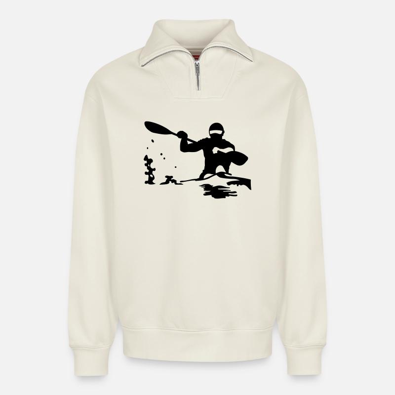 Kajak - Relaxed Unisex Organic Half Zip Sweatshirt – von SPREAD - Naturweiß