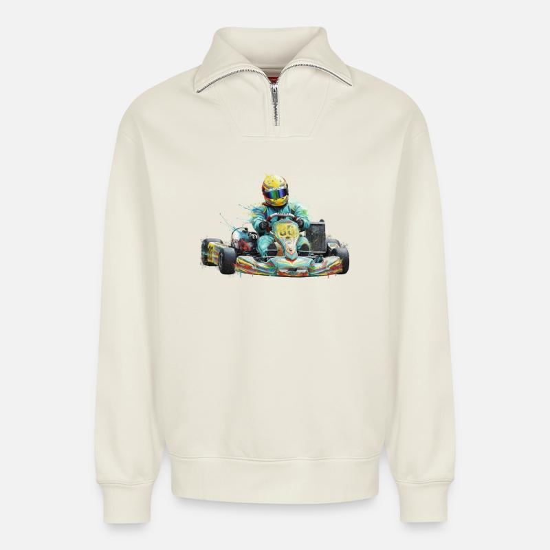 Kart - Relaxed Unisex Organic Half Zip Sweatshirt – von SPREAD - Naturweiß