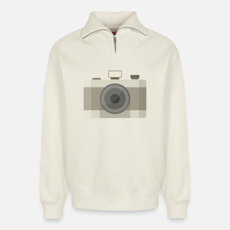 Zimmer - Relaxed Unisex Organic Half Zip Sweatshirt – von SPREAD - Naturweiß