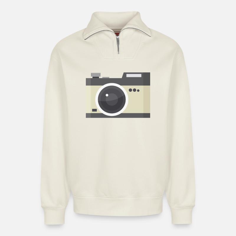 Zimmer - Relaxed Unisex Organic Half Zip Sweatshirt – von SPREAD - Naturweiß