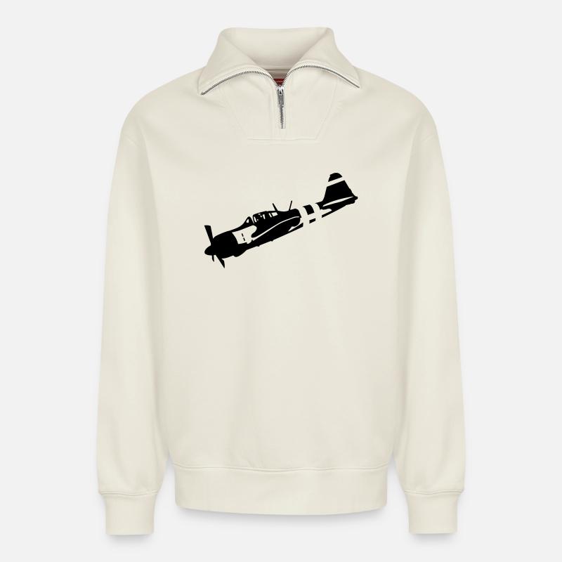 zero - Relaxed Unisex Organic Half Zip Sweatshirt – by SPREAD - off white