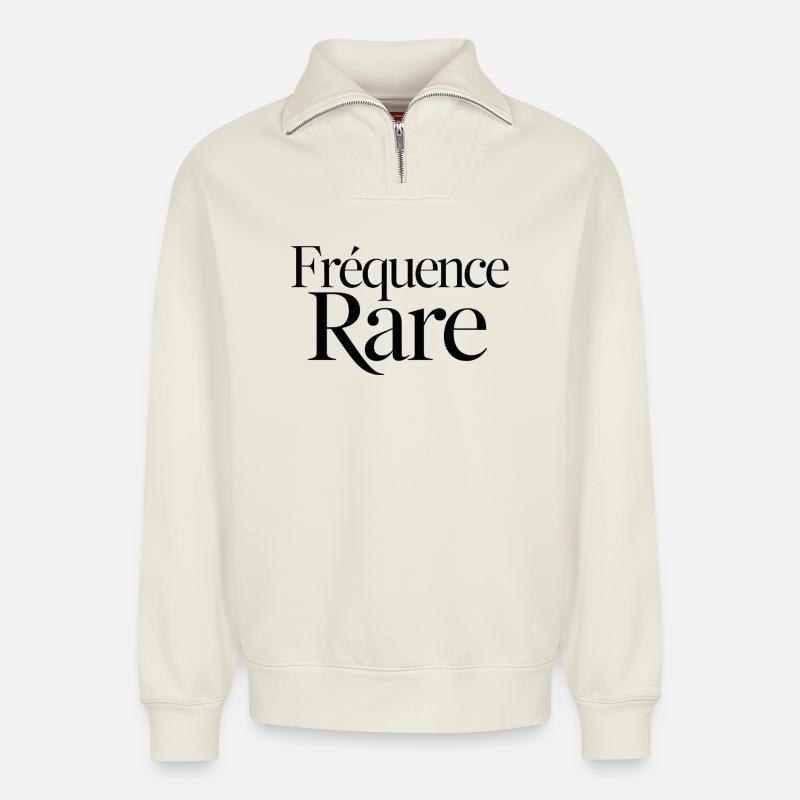 Fréquence Rare - Sweat unisexe décontracté en coton biologique à demi-zip – de SPREAD - blanc cassé