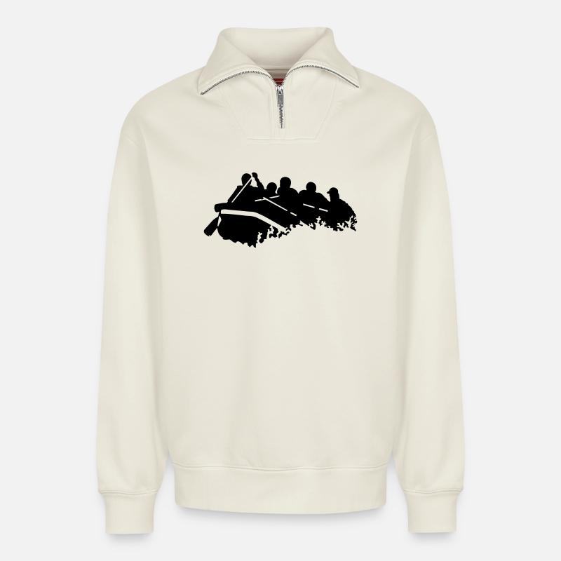 Rafting - Relaxed Unisex Organic Half Zip Sweatshirt – von SPREAD - Naturweiß