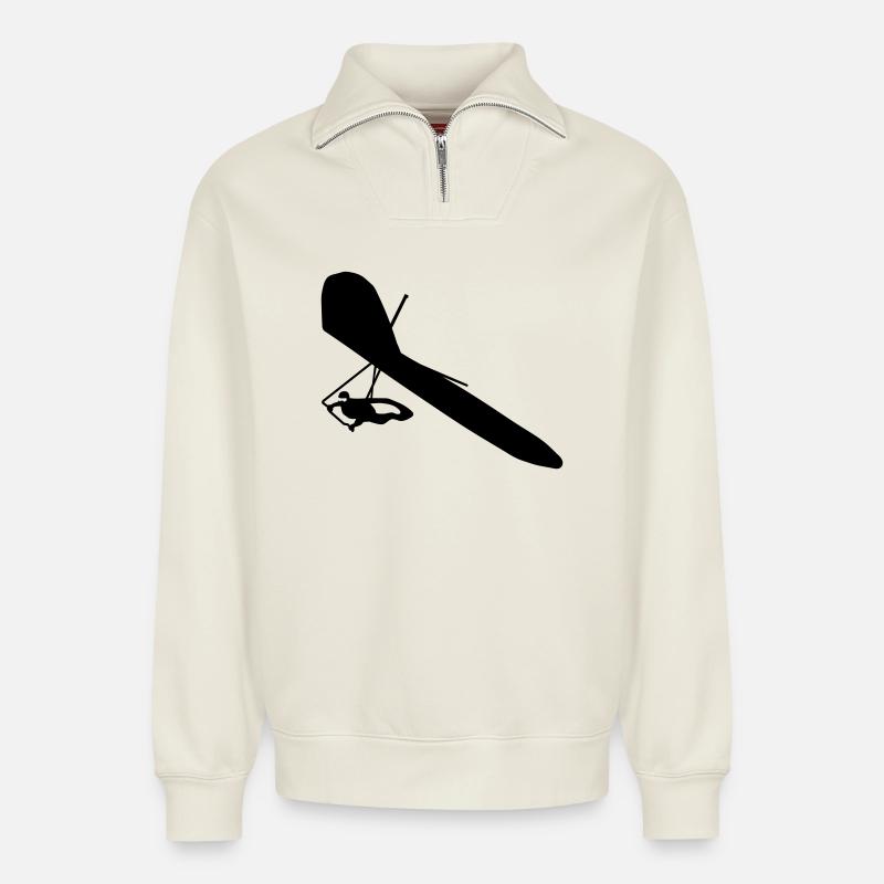 Hang-glider - Relaxed Unisex Organic Half Zip Sweatshirt – by SPREAD - off white