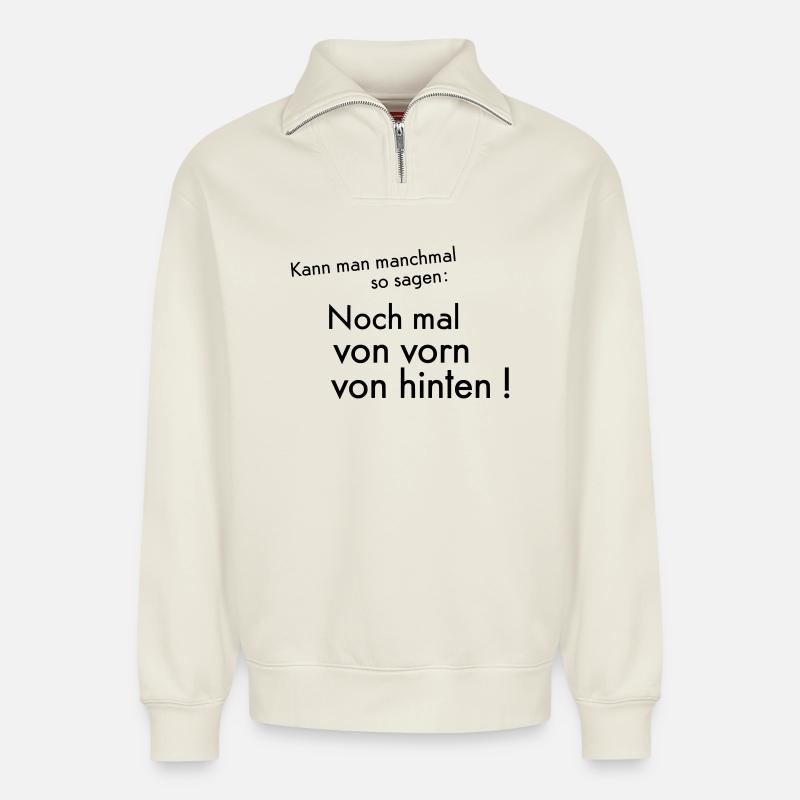 Front Rear - Relaxed Unisex Organic Half Zip Sweatshirt – by SPREAD - off white