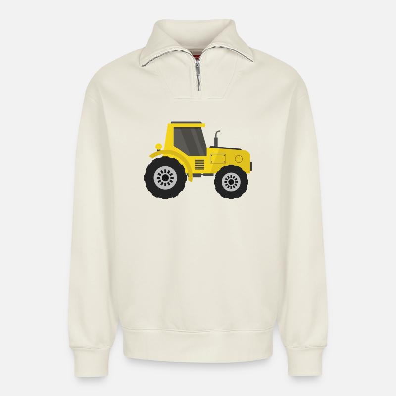 Traktor - Relaxed Unisex Organic Half Zip Sweatshirt – von SPREAD - Naturweiß