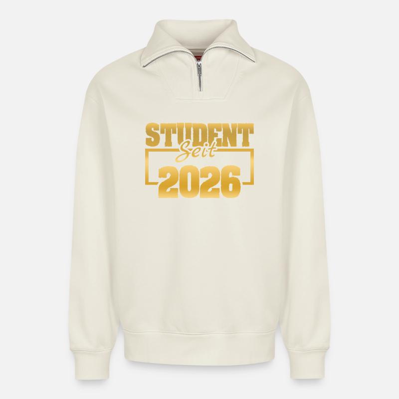 2026 2026 - Relaxed Unisex Organic Half Zip Sweatshirt – von SPREAD - Naturweiß