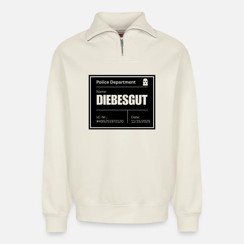 Mugshot - Relaxed Unisex Organic Half Zip Sweatshirt – by SPREAD - off white