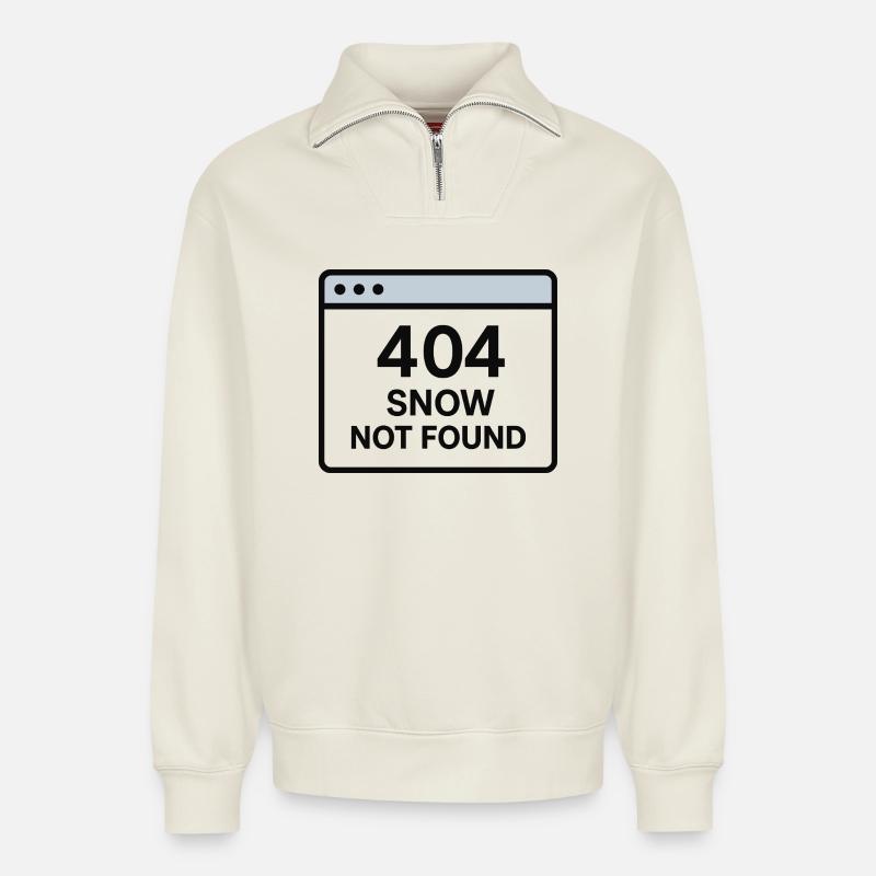 404 Neige non trouvée - Sweat unisexe décontracté en coton biologique à demi-zip – de SPREAD - blanc cassé
