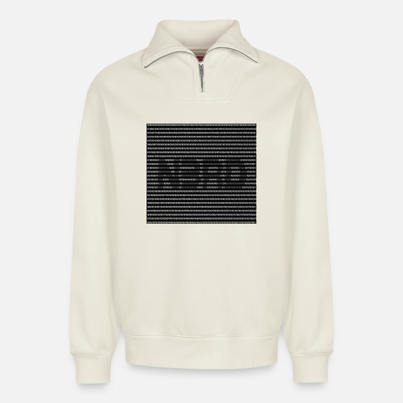 nerd - Relaxed Unisex Organic Half Zip Sweatshirt – by SPREAD - off white