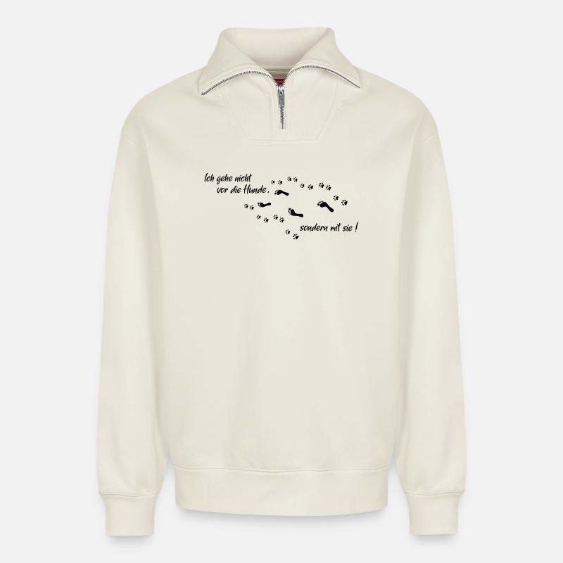 mit die Hunde - Relaxed Unisex Organic Half Zip Sweatshirt – von SPREAD - Naturweiß