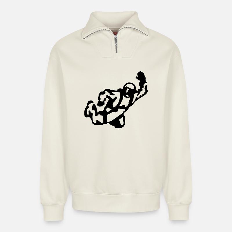 Skydive - Relaxed Unisex Organic Half Zip Sweatshirt – by SPREAD - off white