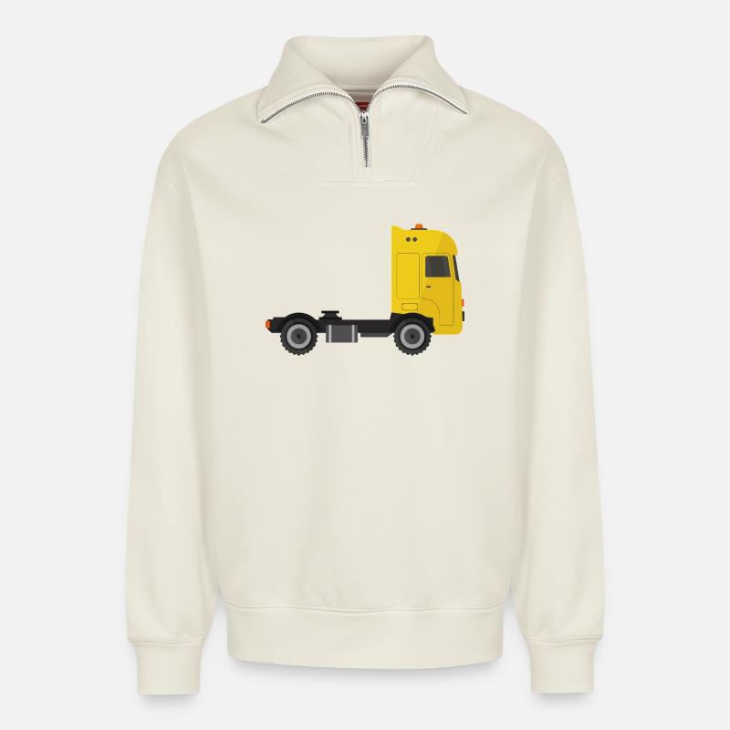 Semi-trucks - Relaxed Unisex Organic Half Zip Sweatshirt – by SPREAD - off white