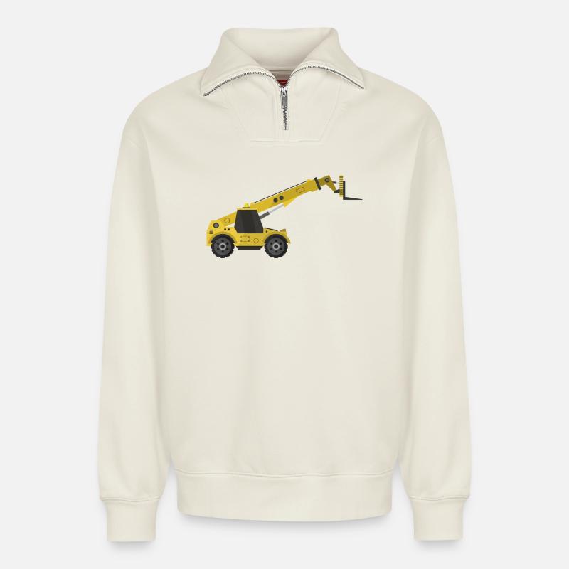 Telescopic handler - Relaxed Unisex Organic Half Zip Sweatshirt – by SPREAD - off white