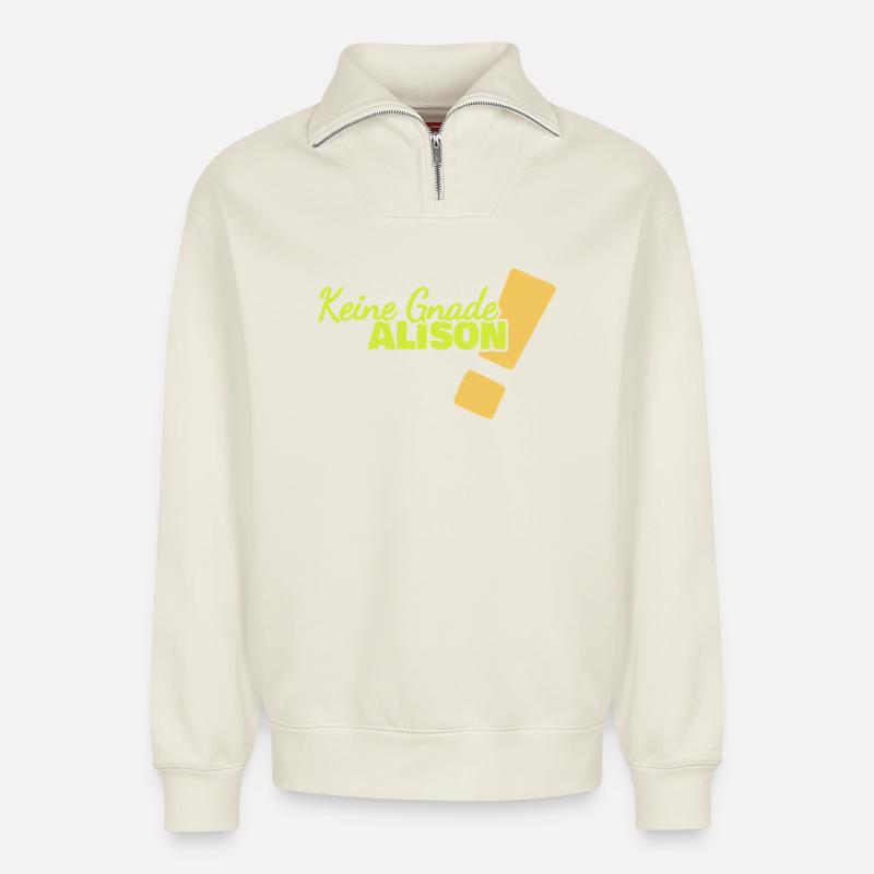 Lustig Alison - Relaxed Unisex Organic Half Zip Sweatshirt – von SPREAD - Naturweiß
