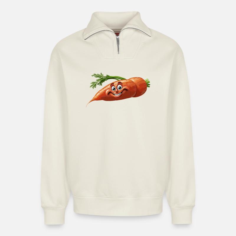Karotte - Relaxed Unisex Organic Half Zip Sweatshirt – von SPREAD - Naturweiß