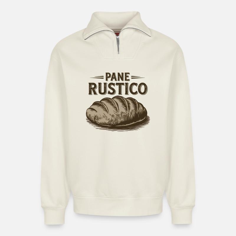 Pane Rustico – Bread - Relaxed Unisex Organic Half Zip Sweatshirt – by SPREAD - off white