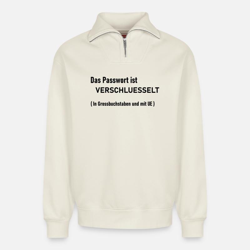 Passwort - Relaxed Unisex Organic Half Zip Sweatshirt – von SPREAD - Naturweiß